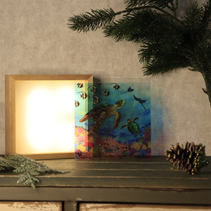 Cadre <span class=keywords><strong>photo</strong></span> décoratif en verre teinté et cristal K9 fait main - Veilleuse à énergie curative imprimée UV - Product Image 6