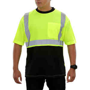 Camiseta de Seguridad de Alta Visibilidad, Resistente, Transpirable, de Manga Corta para Hombre, 100% Algodón, Reflectante, Formal - Product Image 1