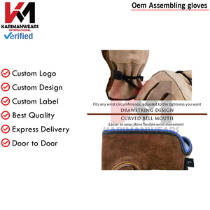 Guantes de Trabajo de Doble Palma al por Mayor, Guantes de Soldadura de Palma Aprobados, Guantes de Cuero Vacuno de Alta Resistencia para Construcción Industrial - Product Image 2