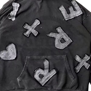 เสื้อฮู้ดผ้าฝ้าย100% สำหรับผู้ชายผู้หญิง3D ปักลายพิมพ์ดิจิตอลลายสีพื้น - Product Image 4