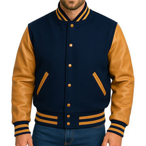 Veste universitaire personnalisée, veste d'hiver chaude en chenille, patch en laine, manches en cuir, uniforme de baseball varsity pour hommes - Product Image 4