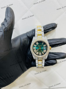 Reloj Hip Hop con Esfera Verde y Diamantes Moissanite para Hombre, Diseño de Lujo, Fabricado con Acero Inoxidable Resistente, Reloj de Pulsera Premium - Product Image 1