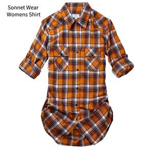 Chemises à manches longues en coton à carreaux pour femmes Chemises décontractées - Product Image 5