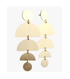 Sterling Gold Plated Metal Mixed Earrings in Built Circle Textured Drop Earrings for Women and <b>Girls</b> - Product Image 1