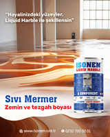 ISONEM Revêtement de Sol Métallique Époxy Effet Marbre Liquide, Haute Brillance, Matériau Décoratif à l'Attraction, Application au Pinceau, 100% Solide, Fabriqué en Turquie