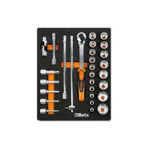 Bandeja termoformada blanda BETA de 29 piezas con trinquetes y enchufes de 1/2'' - Product Image 1