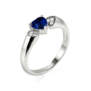 Anillo de Compromiso con Circonita Corte Esmeralda en Plata de Ley Chapada en Rodio - Product Image 2