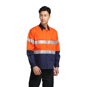 เสื้อเชิ้ตนิรภัยสะท้อนแสงสำหรับผู้ชาย เสื้อทำงานแบบมองเห็นได้ชัดเจนสำหรับงานก่อสร้าง งานจราจร งานอุตสาหกรรม ระบายอากาศได้ดี แห้งเร็ว - Product Image 1
