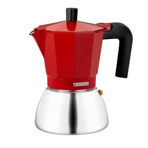 Caffettiera italiana in acciaio inox per induzione, rossa, 6 tazze (Monix M863106) - Product Image 1