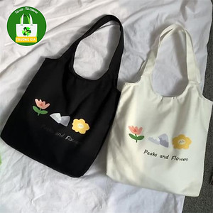 Peaks And Flowers Canvas <b>Tote</b> <b>Bag</b> <b>Mini</b> Foldable Travel Fashion Style All Seasons - Product Image 1