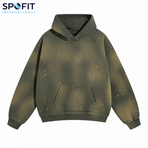 Sudaderas con capucha desgastadas lavadas con ácido, sudaderas con capucha Sun Fade hechas a medida para hombres y mujeres, ropa de calle desgastada de gran tamaño, sudadera con estampado de pintura - Product Image 1