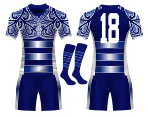Vente en gros d'uniformes de rugby bleu polyester entièrement sublimation chemise de rugby design maillots de football tactile respirant - Product Image 6