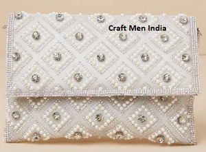 Bolso de Mano Bordado con Cuentas de Semillas Hecho a Mano para Bodas, Bolso de Mano Bordado con Cuentas para Fiestas y Eventos, Bolso de Moda en Oferta - Product Image 4