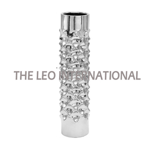 Juego de 2 Jarrones Redondos con Acabado Dorado, Diseño de Hojas con Textura Martillada, Jarrones Altos de Acero Inoxidable y Latón - Product Image 4