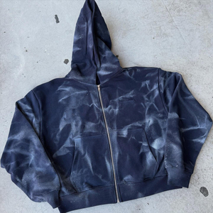 Sweat-shirts unisexes décontractés en coton 100% France Terry, à fermeture éclair, lavage à l'acide, coupe ample, logo personnalisé, vente en gros OEM, tendance 2025 - Product Image 2