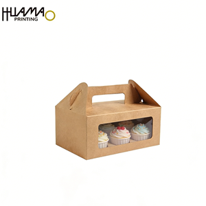 Food Grade Kraft Paper Cake <b>Box</b> Portable Cake <b>Box</b> with Handle & Window Disposable Packaging <b>box</b> for <b>Bakery</b> Desserts Shop - Product Image 1