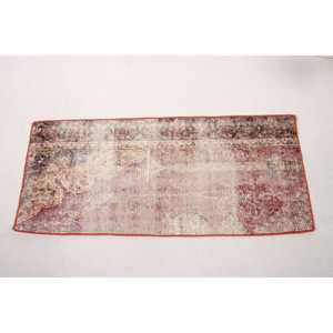 Vintage Small Rug 1.7x3.8 ft, <b>Red</b> Blue Abstract Rug <b>Wool</b> - Product Image 5