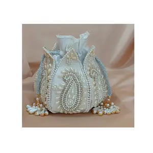 Indian Handmade Potli Bag Embroidered Wrist Handbag for Wedding Gifts for Women's Cultch Potli Bags Available at Export