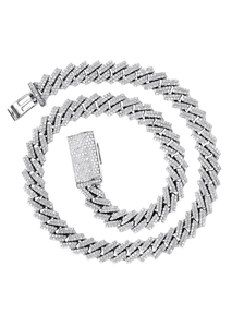 Haute Qualité Haute Qualité Diamant Rappeur Style Chaîne Deux Rangées Entièrement Glacé Cubain Lien Hip Hop Bijoux Moissanite Collier - Product Image 3