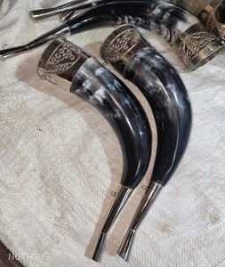 ฮอร์นดื่มไวกิ้งยุคกลางทำด้วยมือเขาควายธรรมชาติแท้ทำมือในอินเดียอาเกตงานฝีมือตามธรรมชาติ - Product Image 6