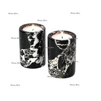 Bougeoir fait main de forme ronde Design unique Bougeoir en marbre de couleur noire avec qualité de luxe