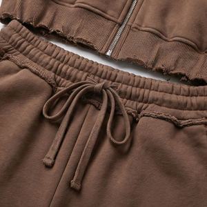 Conjunto Deportivo de Dos Piezas para Mujer, Sudadera con Capucha y Cremallera, Estilo Desgastado, Color Personalizado, Ropa Deportiva de Algodón para Invierno - Product Image 5