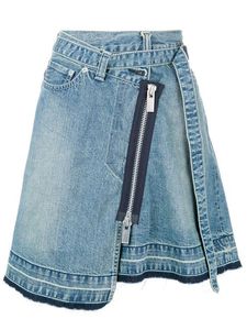 Minifalda Vaquera Asimétrica de Línea A para Mujer, Color Sólido, Botones al Frente, Estilo Casual, Tela de Algodón Lavado a la Piedra, Estilo Primavera - Product Image 6