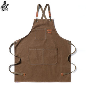 Delantales de cocina impermeables con logo personalizado, poliéster, 100% algodón orgánico, lienzo, para chef - Product Image 3