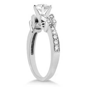 14K White Gold Fine <b>Jewelry</b> <b>Set</b> Heart Diamond Butterfly Design <b>Bridal</b> Ring 0.96ct - Product Image 2