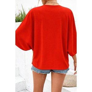Blusa Aerobin de Manga Corta con Cuello en V y Botones Delanteros para Mujer de Jane's, Corte Holgado Informal - Product Image 4