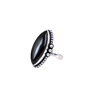 Bague classique faite à la main en argent massif 925, bijoux pour femmes, argent sterling 925, pierre précieuse onyx noir, style bohème, cadeau pour sœur - Product Image 1