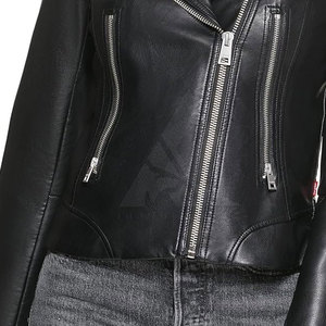 Veste d'extérieur en cuir pour femme, tricotée, respirante, solide, design tendance, prix de gros - Product Image 6