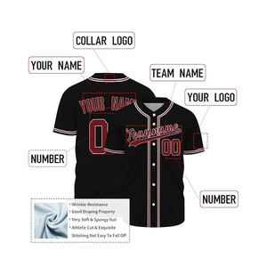 Camiseta de Béisbol Profesional Personalizable al por Mayor de Alta Calidad en Poliéster/Algodón, Moderna, Lisa, Sublimada, Totalmente Personalizada - Product Image 4