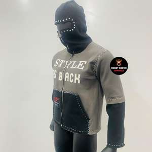 Sweat à capuche 100% coton personnalisé de haute qualité avec strass et motif de détresse décontracté hiver tricoté Service OEM disponible - Product Image 2