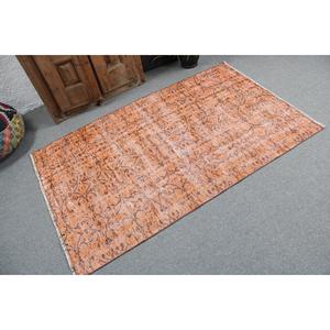 พรมขนาด 3.7x5.9 ฟุต, พรมวินเทจตุรกี, พรมขนสัตว์สีส้ม - Product Image 2