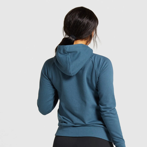 เสื้อฮู้ดสวมหัวแบบลำลองของผู้หญิงผ้าถักผสมโพลีเอสเตอร์ผ้าฝ้ายผสมโพลีเอสเตอร์สำหรับฤดูใบไม้ร่วงพร้อมโลโก้ด้านหน้า - Product Image 4