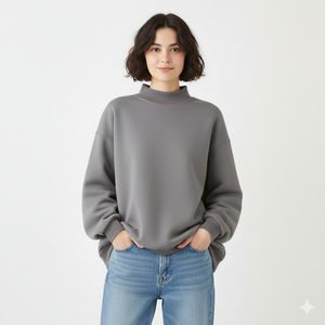 Sweat-shirt en molleton à col montant et manches longues pour femme, style décontracté, impression de logo personnalisée, 100 % coton, saison automne, logo frontal - Product Image 1