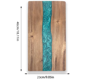 Tabla de quesos de resina de madera de acacia de Venta caliente con resina de Color azul océano y tabla de cortar de madera - Product Image 2