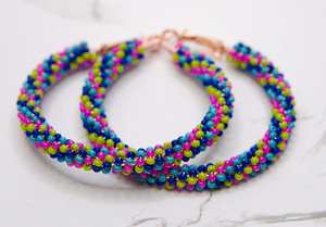 Boho ต่างหูลูกปัดด้วยการออกแบบสีฟ้าครามแอนดี้ cascading Fringe, เครื่องประดับของขวัญที่ไม่ซ้ำกัน - Product Image 3