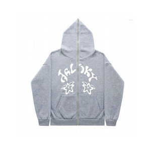 Sudadera con capucha unisex de algodón 100% personalizada con cremallera completa, forro polar grueso para invierno, de alta calidad, con estampado digital de diamantes de imitación en toda la superficie, de secado rápido. - Product Image 4
