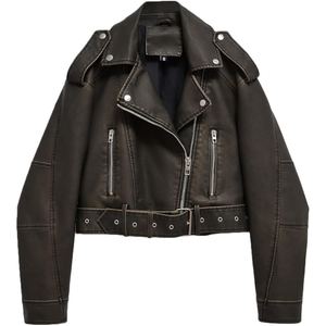 Chaqueta de Motociclista de Cuero de Oveja Genuino de Alta Calidad para Mujer, Ropa Exterior de Moda Inspirada en Motociclistas - Product Image 3