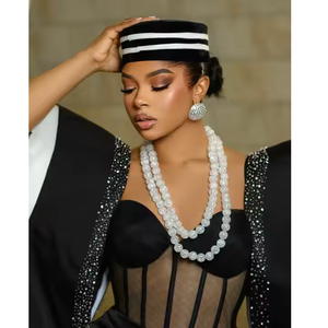 Robe enveloppante pour femme, style royal africain traditionnel, luxueuse, en coton, soie et polyester, coupe ajustée, broderie complexe - Product Image 3