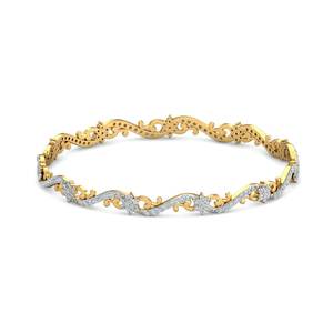 Ajretail กำไลข้อมือสีทองธรรมชาติสีเหลือง1.56ct แบบประณีตสีรอยัลโค้ง VS-SI ชัดเจนกำไลเพชร VS-SI - Product Image 4