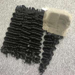 Vietnamese 100% Raw Virgin Cuticle Aligned Remy Hair Extensions Water Wave Frontal Hair <b>Lace</b> <b>Closure</b> Machine Double Weft All - Product Image 6