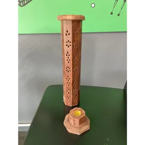 Brûleur d'encens de tour en bois de concepteur également appelé Mubkhar Bakhoor pour tenir des bâtons de parfum utilisés dans l'hôtel à la maison pour la fraîcheur - Product Image 3