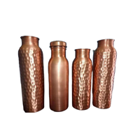 Bouteille d'eau artisanale en cuivre, design classique, en métal et verre, 500ml-1000ml, avec couvercle vissé en acier inoxydable, écologique