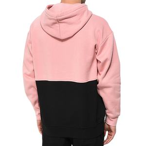 เสื้อฮู้ดผู้ชายสีชมพู-ดำ ลายบล็อกสี ผ้าฝ้าย 100% ไม่ถักทอ แบบสวมครึ่งซิป สไตล์ลำลอง มีเชือกผูก ปรับแต่งลายการ์ตูนได้ - Product Image 3