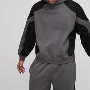 Wholesale Men's Winter Vintage Velour Full-<b>Zip</b> Tracksuit Solid Pattern <b>Hooded</b> Collar White Piping Breathable Lightweight - Product Image 5