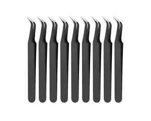 5 uds mango marrón recubierto de polvo con punta de fibra de oro juego de pinzas de extensión de pestañas caja negra oferta de etiqueta personalizada - Product Image 1