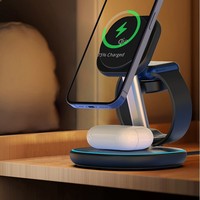 Support de charge sans fil 3 en 1 Base de chargeur de téléphone Smartwatch Chambre Bureau Station de charge pour Smartphone Type C Chargeur Montre Rapide